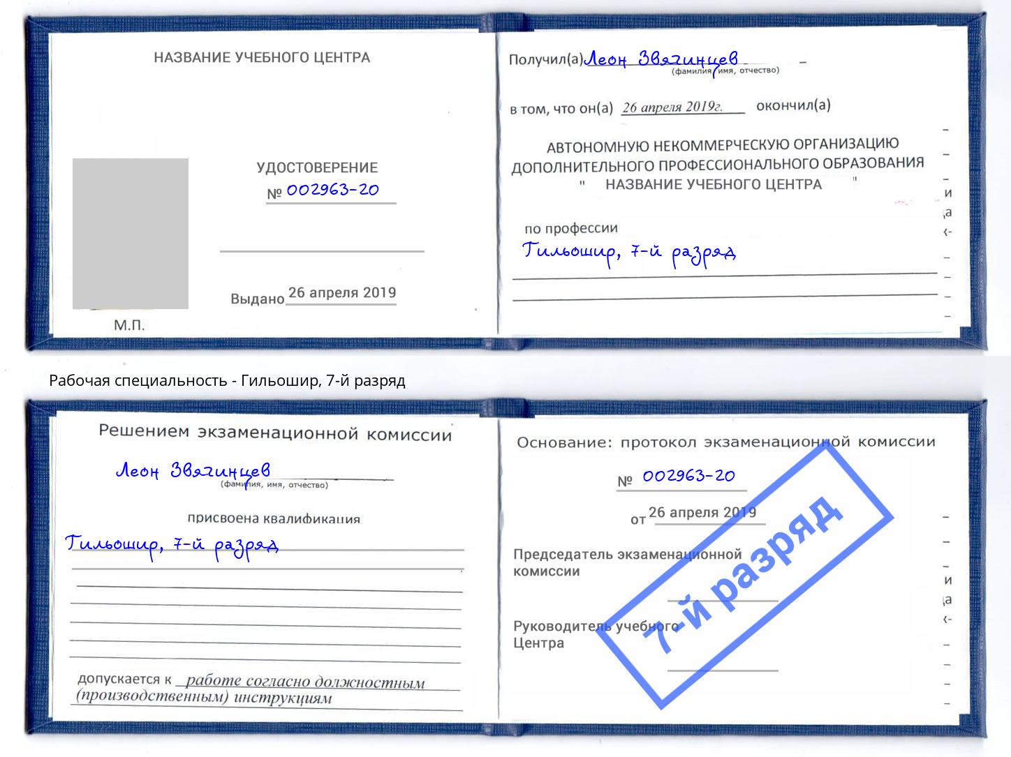 корочка 7-й разряд Гильошир Светлоград