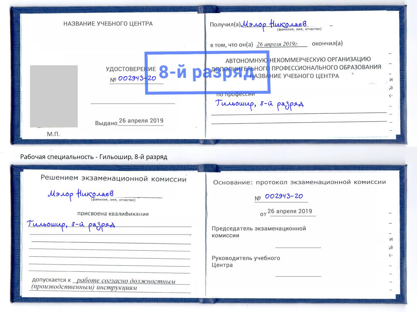 корочка 8-й разряд Гильошир Светлоград